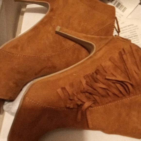Cognac Peep Toe Booties - Picture 2 of 2